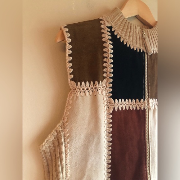 Designers Studio Original 100% Genuine Leather Brown Design Full Zip Vest Size L - Picture 6 of 12